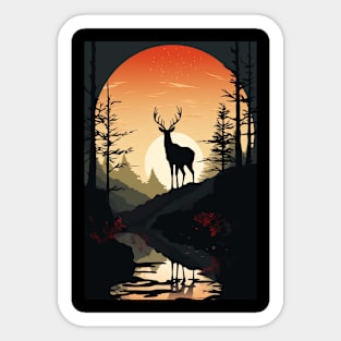 Deer in the sunset Sticker